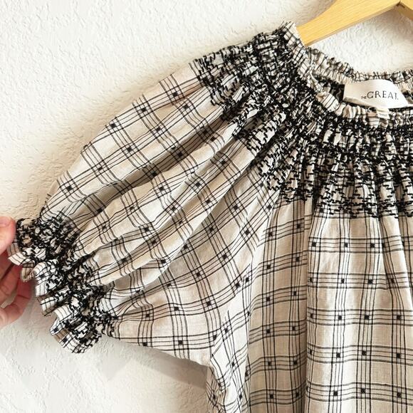 The GREAT Womens Fair Top Size 0/XS Smocked Peasant Linen Blend Cottage Boho - Picture 2 of 9